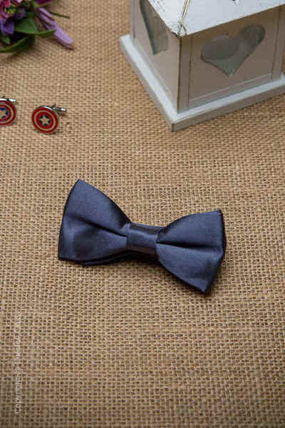 Boys Smoked Grey Adjustable Satin Dickie Bow